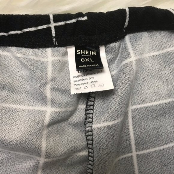 SHEIN Black & White Window Pane Grid Legging Pants - Picture 7 of 8